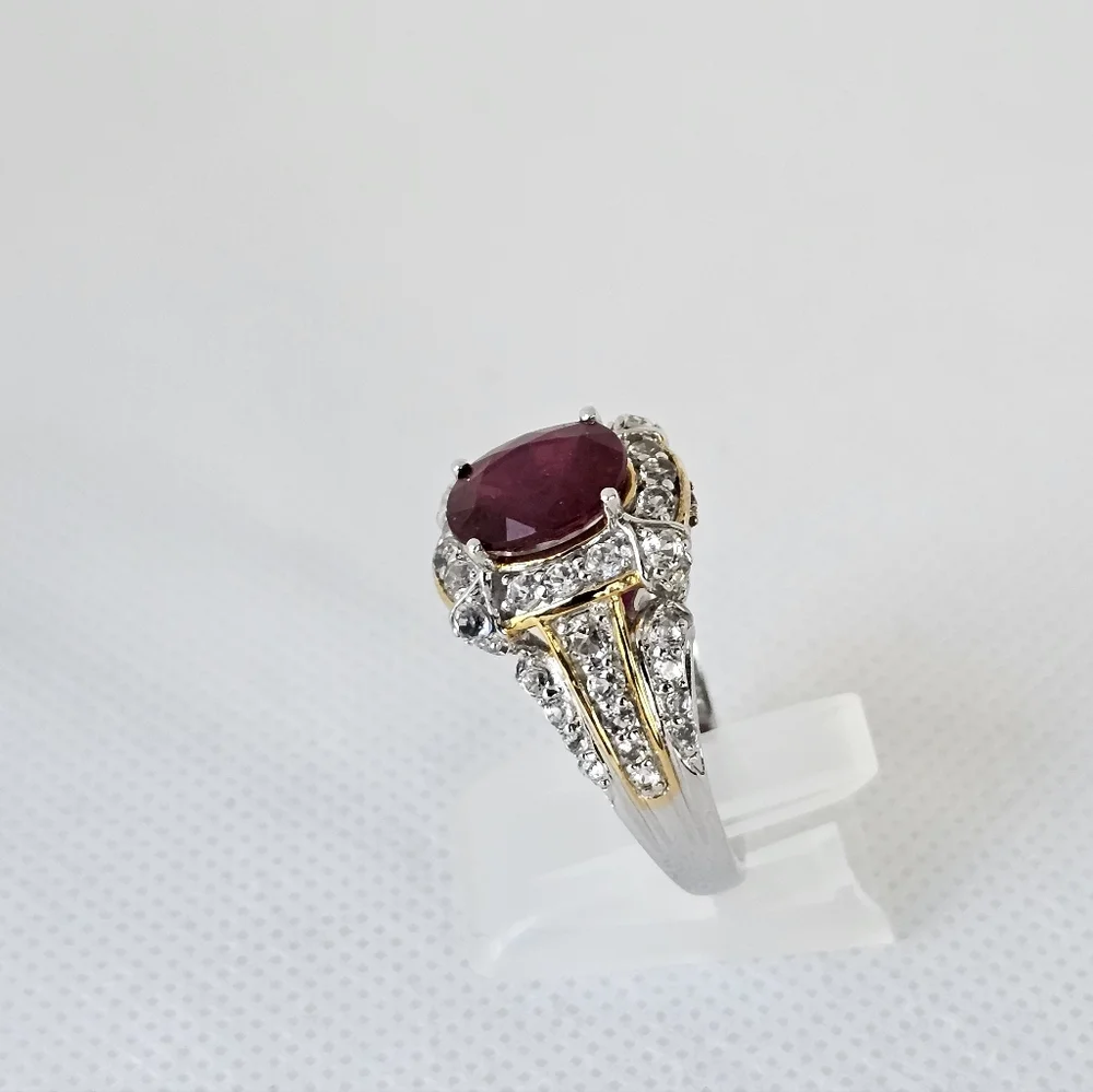 Victoria Wieck Ruby Ring Sterling Silver & 14K Yellow Gold Size 9.5! - Picture 6 of 12